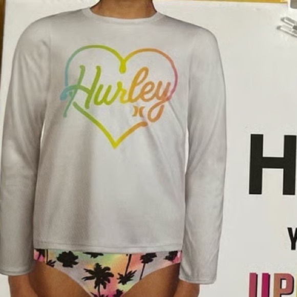 Hurley Long Sleeve Rash Guard Swim Top White - Picture 4 of 8